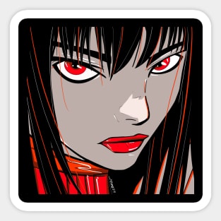 red aka crimson cyberpunk lady ecopop lust women art Sticker